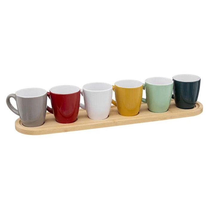 Rack de 6 tasses en porcelaine multicolore sur un support en métal So