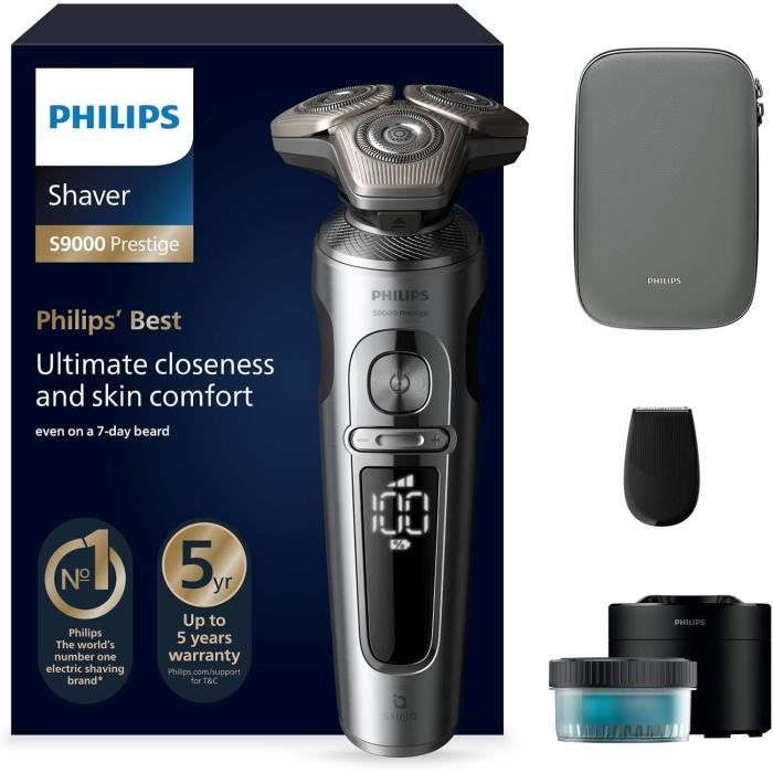 Rasoir électrique PHILIPS S9000 Prestige Wet&Dry Technologie SkinIQ Lames NanoTech