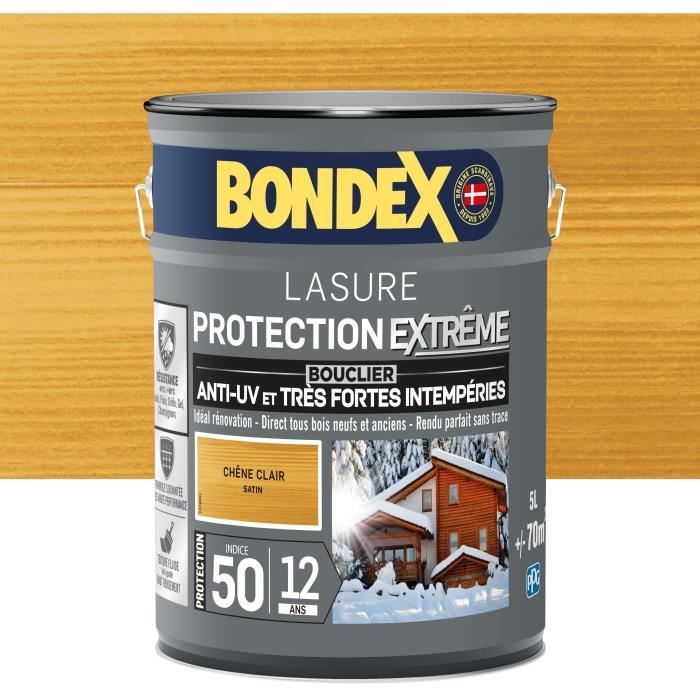 Lasure pour bois protection extrême 12 ans chêne clair 5L Bondex