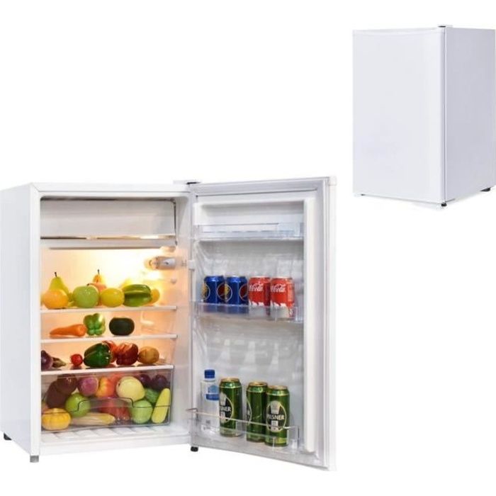 RELAX4LIFE Réfrigérateur 1 Porte 91L avec Thermostat à 7 Niveaux et Faible  Bruit, Mini-frigo Combiné avec Porte Réversible et Pieds Réglables,  Blanc/Noir (Noir) : : Gros électroménager