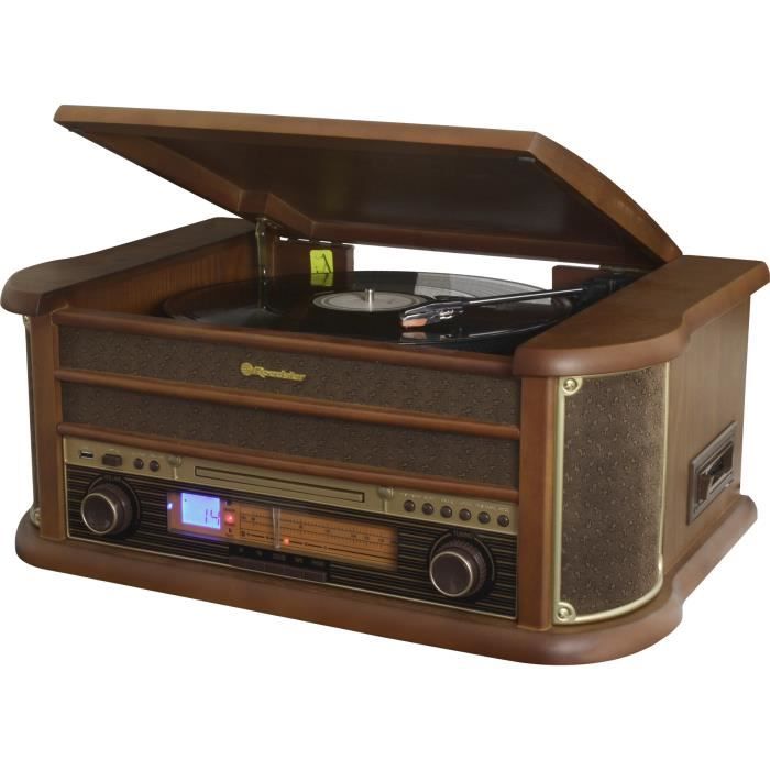 Platine vinyle century - tourne-disque bluetooth - reproduit et convertit des vinyles, cd, mps, cassette, usb