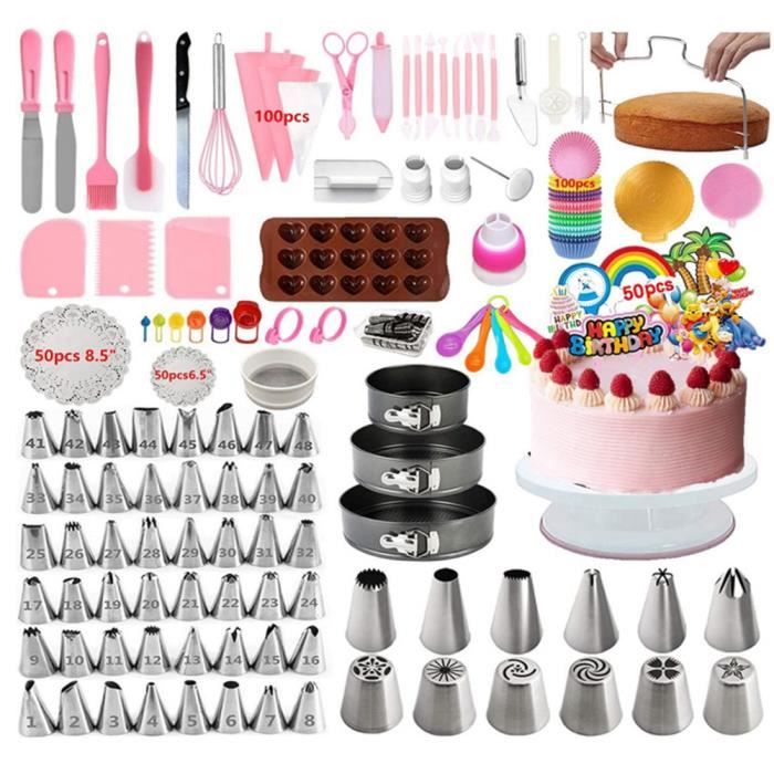 Plateau Tournant De Gateau Kit De Patisserie Avec Coupe Gateau Seringue Patisserie Spatule A Glacage Pour Decoration De Gateaux Cdiscount Maison