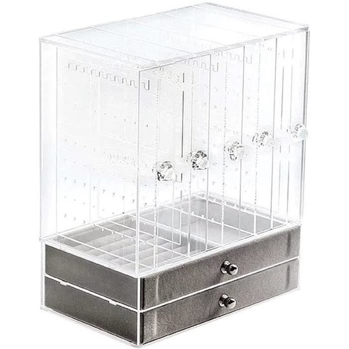 Boîte à Bijoux En Acrylique QWORK 5 Tiroirs - Organiseur Transparent Gris