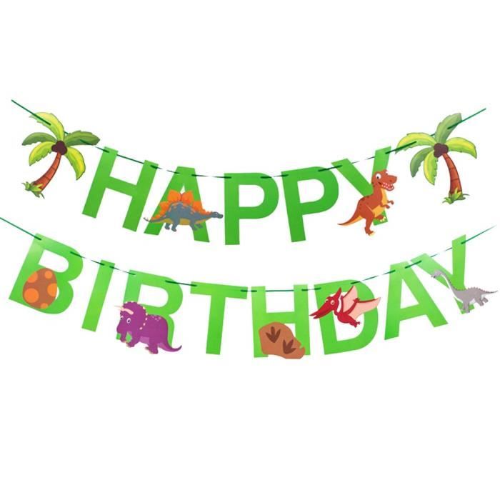 221 Joyeux Anniversaire Banniere Creatif Dessin Anime Migignon Dinosaure Animal Decor Banniere Pour La Fete Cdiscount Maison