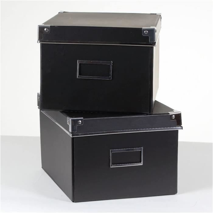 Boîte de rangement carton, moyenne, noir