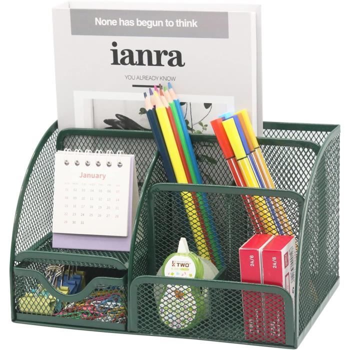 Organisateur Bureau Arc-en-Ciel En Bois - Porte Crayons Enfant 5 Compartiments Coloré