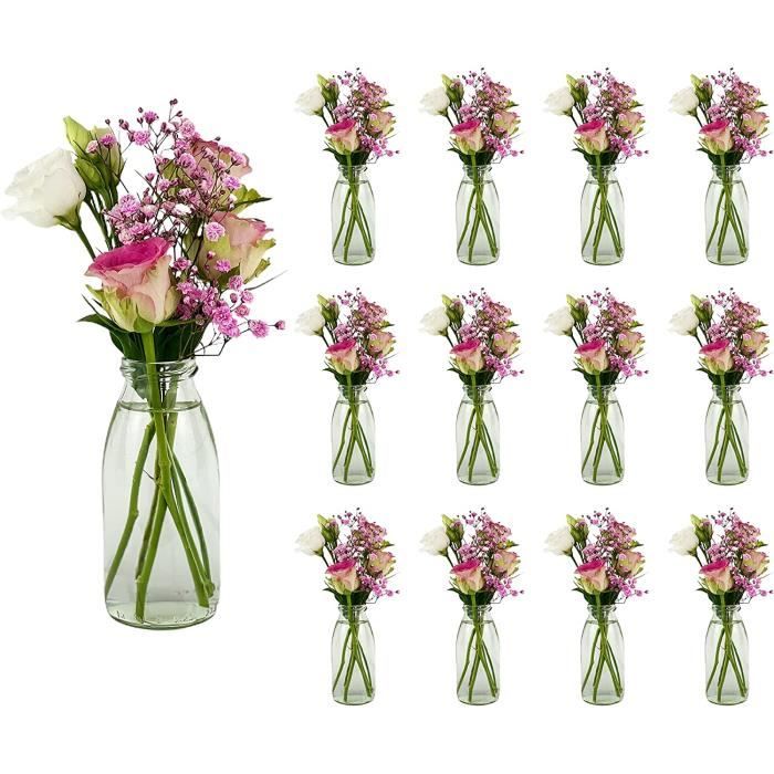 Hewory Lot De 12 Petits Vases En Verre Pour Fleurs, Petits Vases Pour Décoration De Table