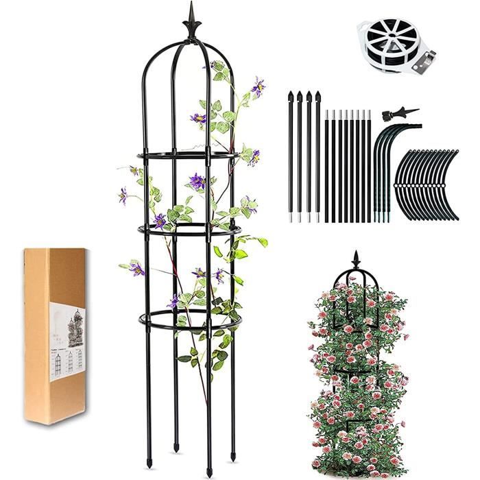 Obélisque Support Pour Plantes Grimpantes - 125 Cm De Haut - Tubes Acier Recouverts - Pour Vignes, Pois, Lierre