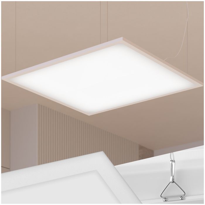 Plafonnier - TECTAKE - Panneau LED LUCERNA ultra fin à faible consommation dénergie blanc chaud - 62 x 62 cm