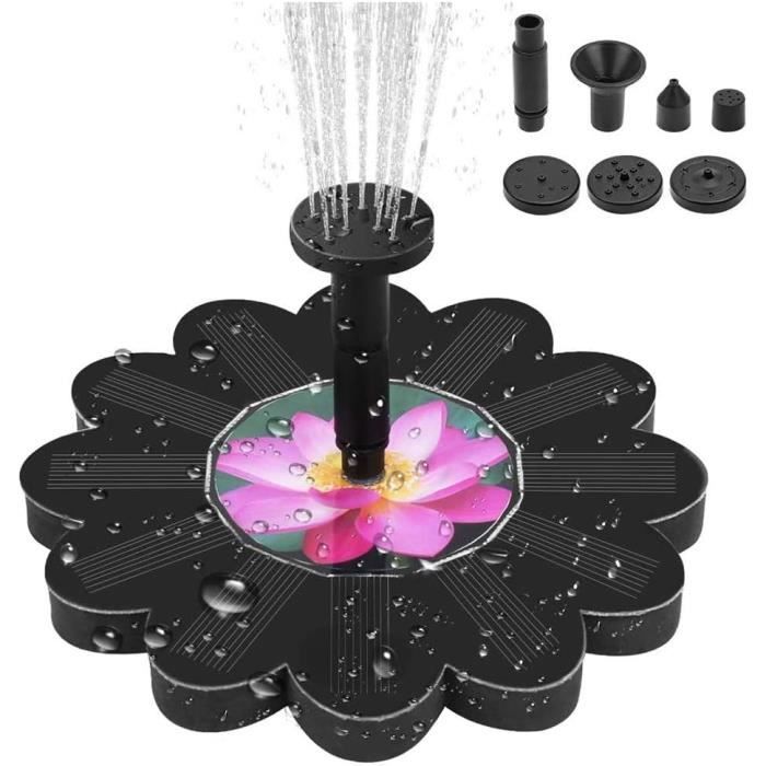 Fontaine Solaire LED 3,5W Avec 7 Lumières Colorées - Pompe à Eau Pour Bassin Avec Batterie 1800mAh - 6 Buses Incluses