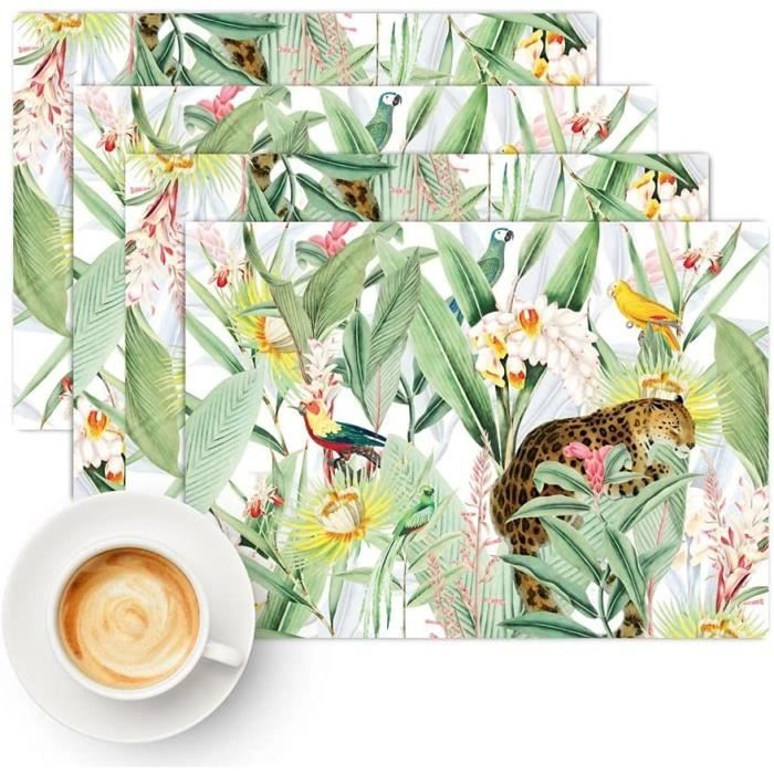 Lot de 4 Sets de Table Lavable imperméables Rectangulaire PVC Set de Table Résistant à la Lot de 4 Sets de Table Lavable imperméables Rectangulaire PVC Set de Table Résistant à la