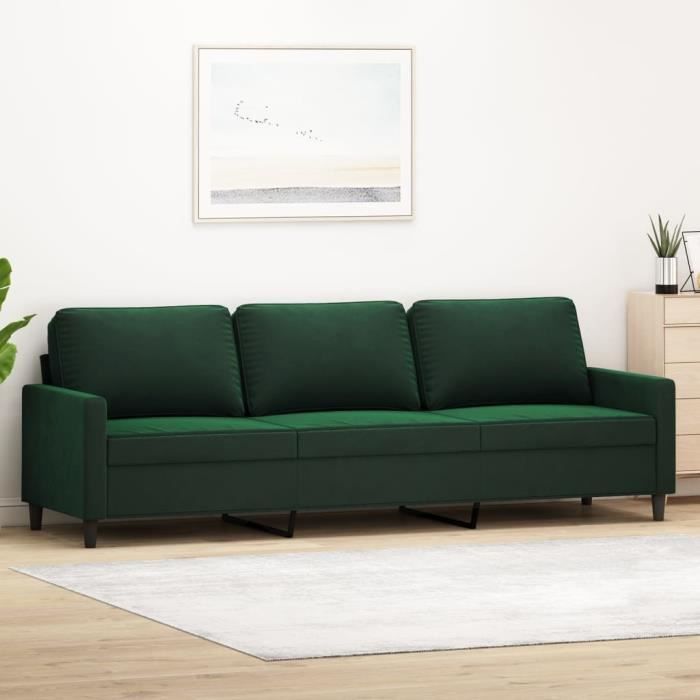 Canapé 3 places Velours Taylor 179cm Vert