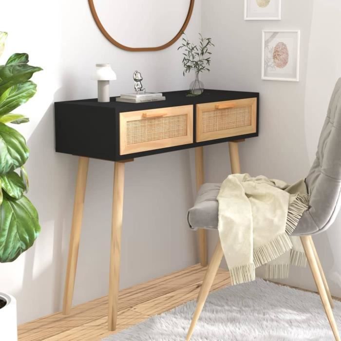 Table console - VIDAXL - Noir - Bois massif - Scandinave-Nature - 80x30x75 cm