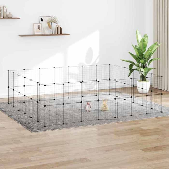Comparer les prix de 3114041 vidaXL Cage animaux de compagnie à 52 panneaux et porte Noir 35x35 cm