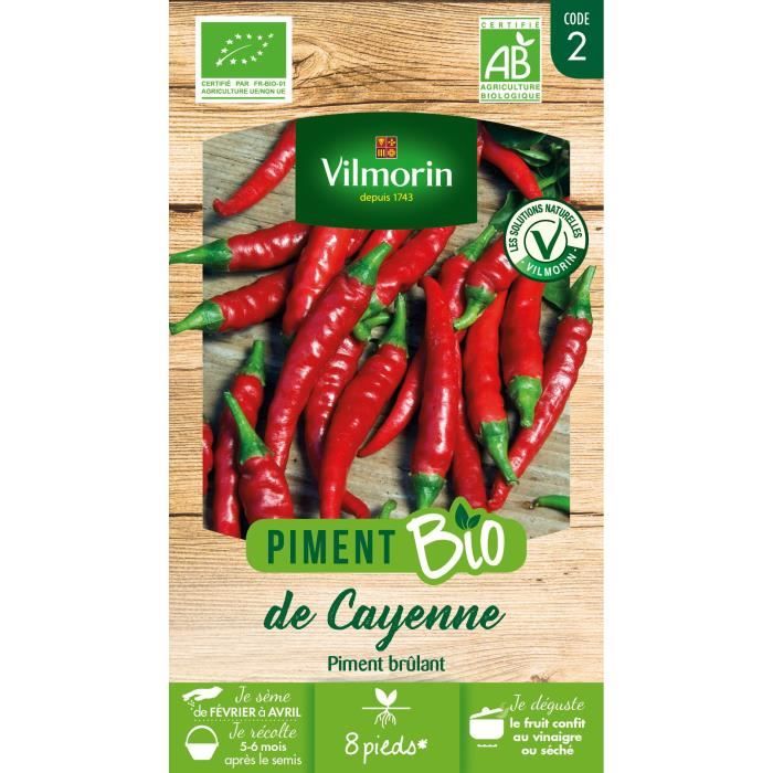 Piment Demi-long de Cayenne bio Vilmorin - Graine - Piment brûlant - Légumes - Rouge