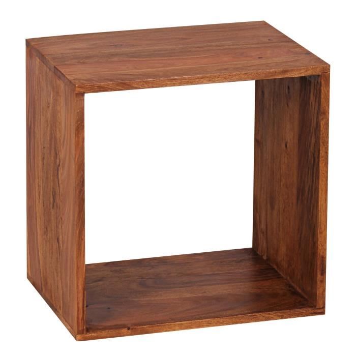 Étagère Cube en Bois Massif Sheesham WOHNLING - Meuble de Salon Style Campagnard Marron Foncé 43x43cm Étagère Cube en Bois Massif Sheesham WOHNLING - Meuble de Salon Style Campagnard Marron Foncé 43x43cm