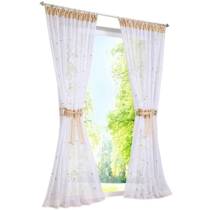 140 x 175 cm Topfinel Lot de 2 Rideaux Transparents à Rayures avec Galon fronceur pour Chambre d/'enfant Jaune