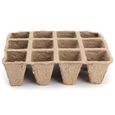 Pots de semis rectangulaires Garosa - Lot de 24 - Pâte à papier recyclée - Marron-1