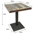 Table à manger carrée à un pied - HOMEWELL - 60*60*75 cm - Fer + planche de bois-1