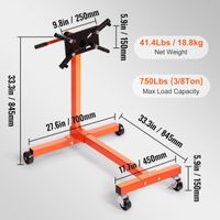 Support Moteur D'Atelier VEVOR 680 Kg - Lève-Moteur Rotatif 360° - Acier Robuste