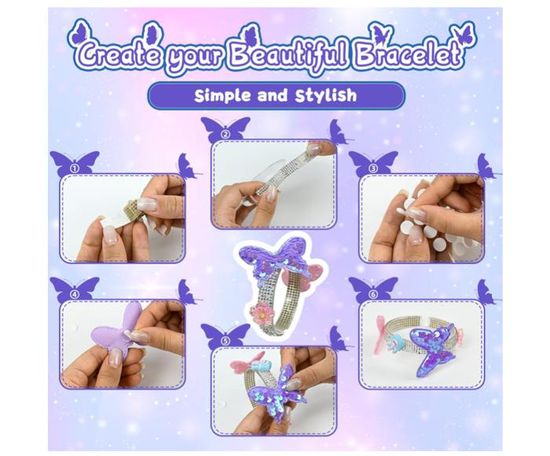 Kit de création d'un bracelet avec des perles et des papillons