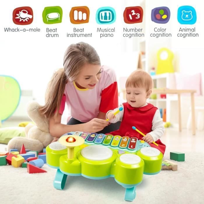 Symiu Jouet 3-en-1 Bébé 1-3 Ans – Xylophone, Chasse Taupe Et Labyrinthe – Jeu éducatif En Bois – Cadeau Filles Garçons