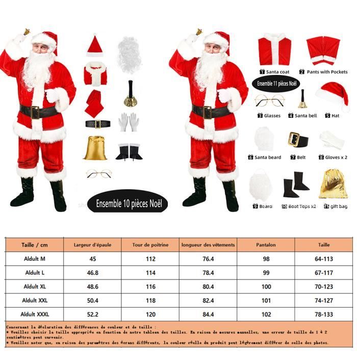 Costume De Père Noël Costumes De Noël Pour Hommes Ensemble De 10 Pièces Costumes De Noël Costumes De Père Noël Pour Adultes Convient Aux Costumes De Fête De Noël 4XL