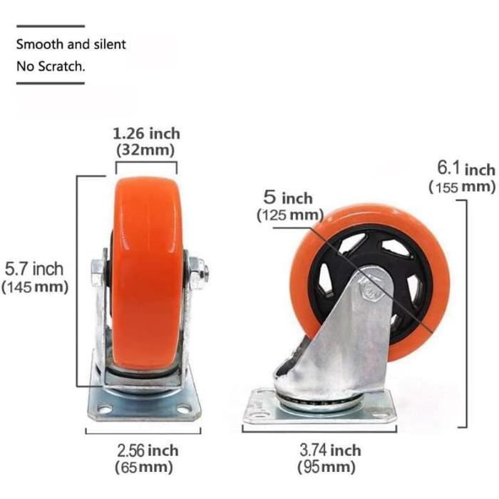 Roulette pivotante avec frein renforcée de 100 mm Roulette pivotante avec frein renforcée de 100 mm