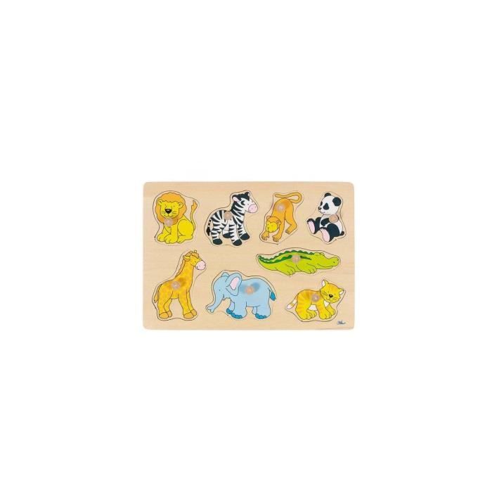 Puzzle en bois Animaux du zoo - Pour enfants de 12 mois et plus - 4 pièces  avec gros boutons - Mixte - Cdiscount Jeux - Jouets
