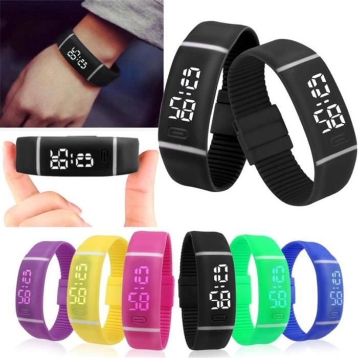 Taille J Luxury Electronic Watch Watches Mens Womens Rubber LED Watch Date Sports Bracelet Digital Wrist Watch Achat vente montre Cdiscount