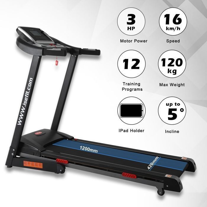 Tapis De Course électrique Pliable Bluetooth – 12 Km/h, 12 Programmes, Rouge/noir