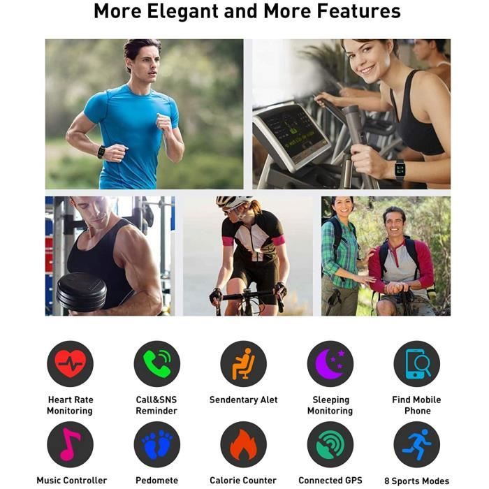 Chrono - Montre Connectée Femme,Smartwatch pour Huawei Samsung Xiaomi  iPhone Android,Montre Intelligente Sport avec Fréquence Cardiaque,  Calories, Montre Intelligente(Or) - Montre connectée - Rue du Commerce