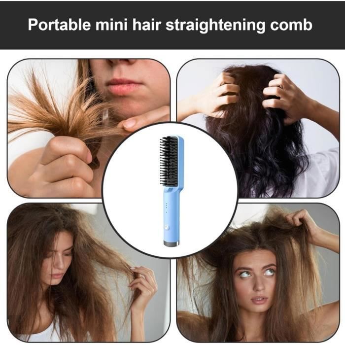 Peigne Chauffant Électrique Réglable 2-en-1 pour Lisser et Boucler les Cheveux Peigne Chauffant Électrique Unisexe en Alliage d'Aluminium