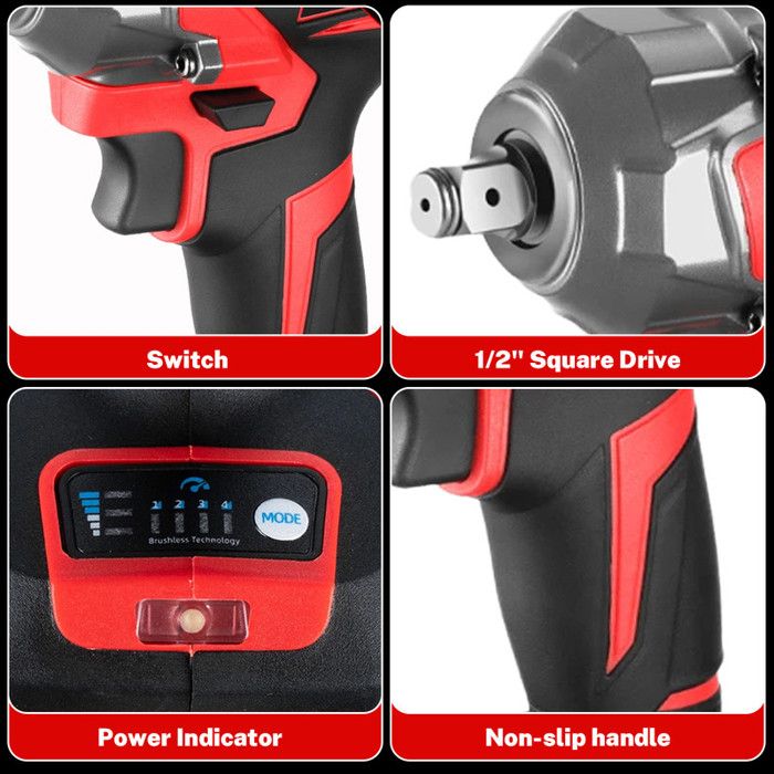 Clé à Chocs Sans Fil TASDISE 1200Nm - Compatible Batteries Makita 18V - 4 Vitesses, Lumière LED - Pour Pneus Et Mécanique Auto