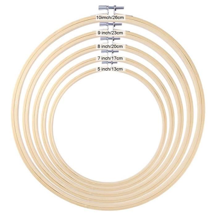 Cerceaux à Broder En Bambou - Lot De 8 (20 Cm) Ou 6 (26 Cm), Réglables - Pour Point De Croix, Broderie Main, Travaux Manuels