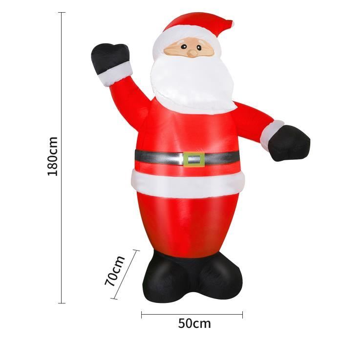 JEOBEST. Pere Noel Gonflable, Decoration Noel Exterieur 180 cm, Père Noël, LED pour Fêtes de