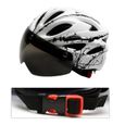 Casque de cyclisme casque vélo avec visière magnétique Casques adultes réglables pour sports plein air L blanc noir 1pc matériel-3