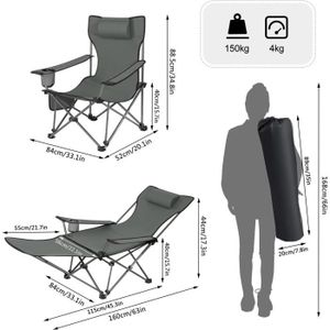 ALPHA CAMP Chaise de camping pliante pour personnes lourdes, portable et robuste, support de 160 kg, chaise de camping surdimensionnée pour adultes avec porte-gobelet et poche latérale (gris ALPHA CAMP Chaise de camping pliante pour personnes lourdes, portable et robuste, support de 160 kg, chaise de camping surdimensionnée pour adultes avec porte-gobelet et poche latérale (gris