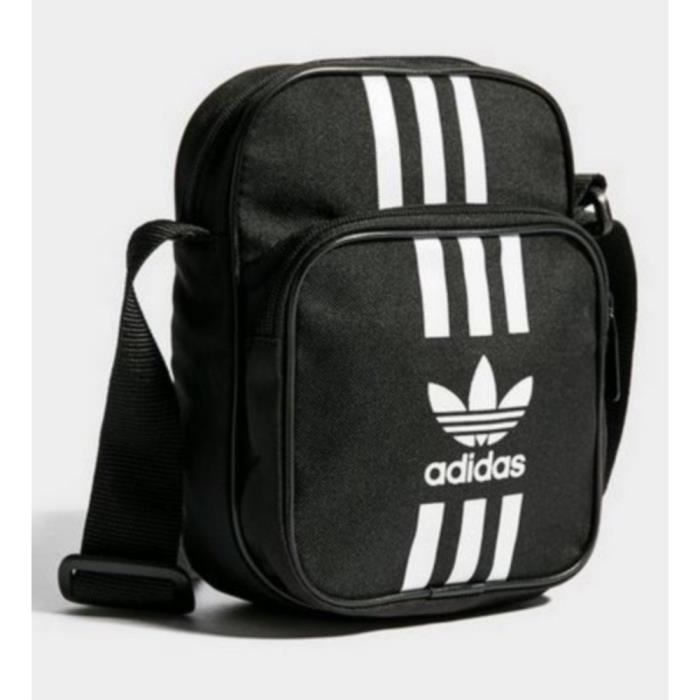 Sacoche Homme Adidas Originals small items Noire Bandes Blanches