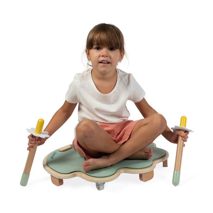 Janod - Feuille Roulante Sweet Cocoon - Planche à roulettes en Bois FSC - Développe Le Sens de l'Équilibre - Jeu d'Adresse pour Enfant dès 4