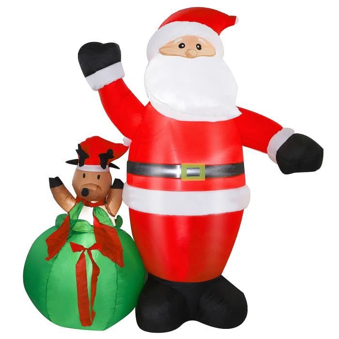 JEOBEST. Pere Noel Gonflable, Decoration Noel Exterieur 180 cm, Père Noël, LED pour Fêtes de