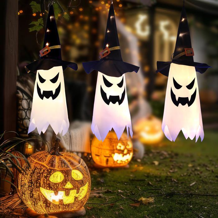 Guirlande Lumineuse Citrouilles Avec Chapeau De Sorcière Pour Halloween