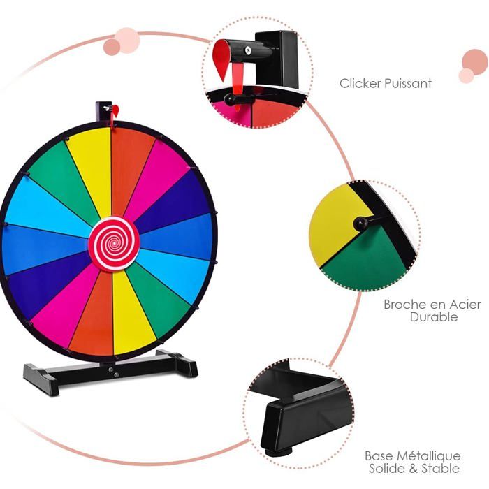 Roue de la Fortune de 12'', 30 cm Spinning Prize Wheel avec 10 Slot Roue de Loterie avec Stylo Roue de la Fortune de 12'', 30 cm Spinning Prize Wheel avec 10 Slot Roue de Loterie avec Stylo
