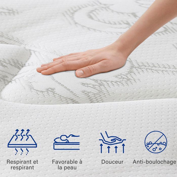 Sleephome - Matelas 140x190 30 cm epaisseur - Mémoire de Forme, Ferme, Orthopédique, Soutien Lombaire, Confort Haute Densité, Anti-punaises de lit & Hypoallergénique, Fabriqué en Italie