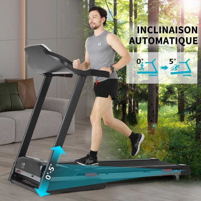 Tapis De Course Pliable Nero Pro - Moteur 750W, Vitesse Jusqu'à 10 Km/h - Bluetooth, 12 Programmes - Inclinaison Réglable - Pour La Maison