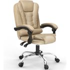 BIGZZIA Fauteuil de bureau ergonomique en simili cuir, Siège Ergonomique à roulette 360° , haut dossier et réglable en hauteur, Marron