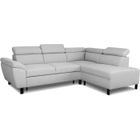 CASAPY Canapé d'angle convertible - 4 personnes - STAN - Tissu Souris - 3 tétières - Réversible - 243 x 92 x 184 cm