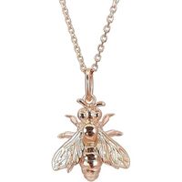 Kiara Bijoux Argent sterling 925 plaque or rose Honey Bee Pendentif Collier en argent sterling assorti 45,7 cm Trace ou chain