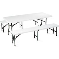 Table et bancs pliables 8 personnes 180 cm - MOB EVENT PRO - Noir - Plastique - Résine - Pliante - Jardin