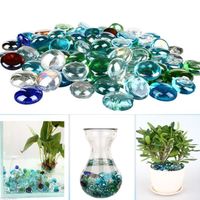Décoration - aquarium,Galets de verre colorés, 100g, pierres rondes, plates, pour Aquarium, artisanat, décoration de la maison